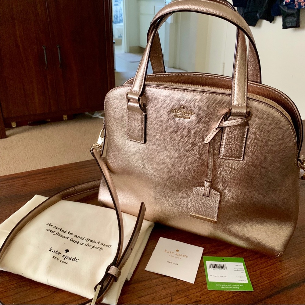 kate spade rose gold cameron street lottie satchel